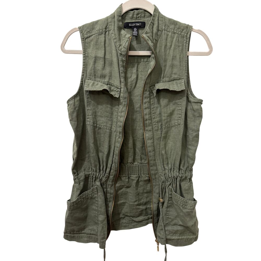 Ellen Tracy Military Green Utility Vest